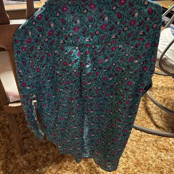 Sundance Vibrant Teal and Purple Floral Blouse - Picture 2 of 11